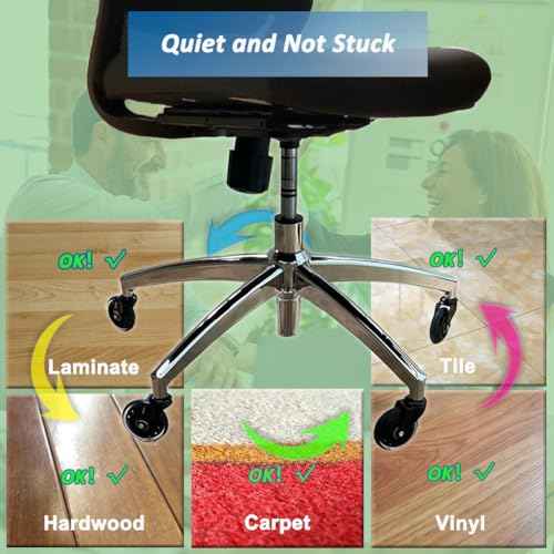 Premium Office Chair Wheels Replacement with Removal Tool, These Flexible and Durable Desk Chair Casters're Helpful for Working, Learning and Gaming(3 Inch, 7/16 Inch(11mm), 5pcs)