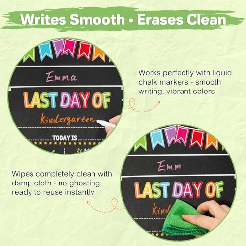 WALGLASS D-Style 11x14 Back to School Chalkboard Sign - Double-Sided First & Last Day Keepsake