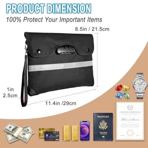 HOMELYLIFE Fireproof Money Bag,A4(15*11.8'') 6200¡ÆF Fireproof,Waterproof,Extra Thick Fireproof Cotton Lined for Home/Office Use,Secure Storage for Valuables,ash,Contracts,Jewelry & Important Documents