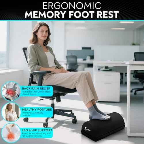 Ergonomic Memory Foam Foot Rest for Under Desk ? Adjustable Office, Home & Gaming Footrest ? Improves Circulation & Relieves Leg Pain ? Washable Non-Slip Cover