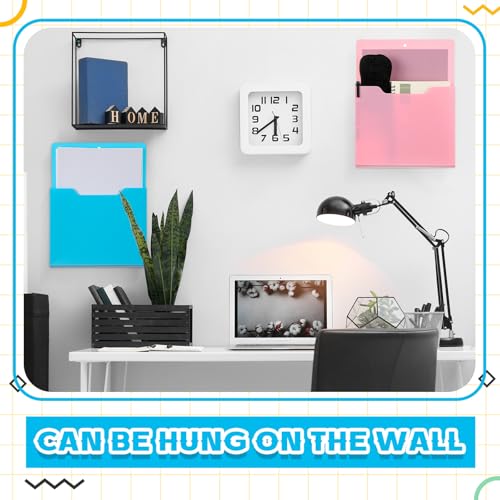 8 Pack Magnetic File Paper Holder High Design Pocket Magnetic Wall File Organizer Hanging Refrigerator Magazine Mail Letters Paper Holder for Teacher Office Classroom Supplies(Classic Color)