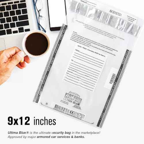 BankSupplies Ultima Blue Tamper-Evident Clear Deposit Bags 9W x 12H Pack of 100 with Advanced Security Detection Features