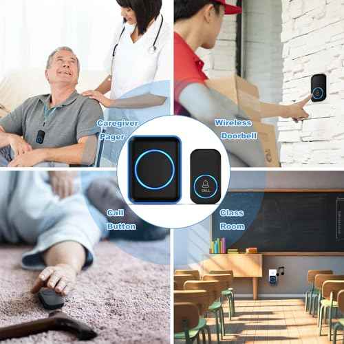Caregiver Pager, FullHouse Wireless Call Button 1000+ Feet, SOS Alert Nurse Calling Elderly Fall Help System for Patient/Disabled Monitoring at Home, IP55 Waterproof