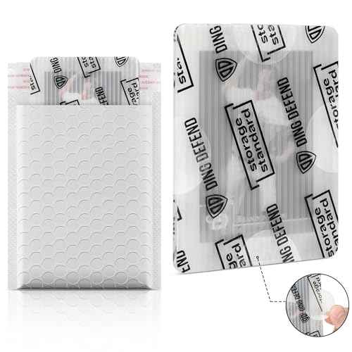 Ding Defend Card Shipping Protector Envelopes Bubble Mailer Kit with 110 Semi-Transparent Small Padded Envelopes/Protectors (3.5" x 4.5"), 55 Small Bubble Mailers, 250 Tape Seals for Collectible Cards