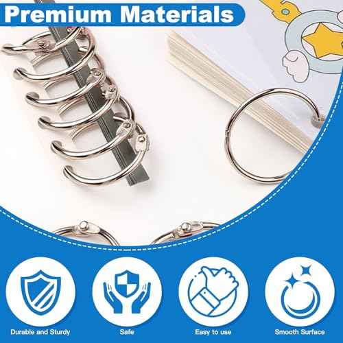 125 Pack Loose Leaf Binder Rings, 1 inch Small Binder Rings, Index Card Rings, Metal Nickel Plated Book Rings for School, Home, Office - Silver