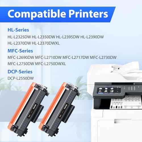 Compatible TN760 Toner Cartridges Replacement for Brother TN760 TN 760 TN730 TN 730 High-Yield Work with MFC-L2710DW MFC-L2750DW HL-L2350DW HL-L2370DW HL-L2395DW DCP-L2550DW (Black, 2 Pack)