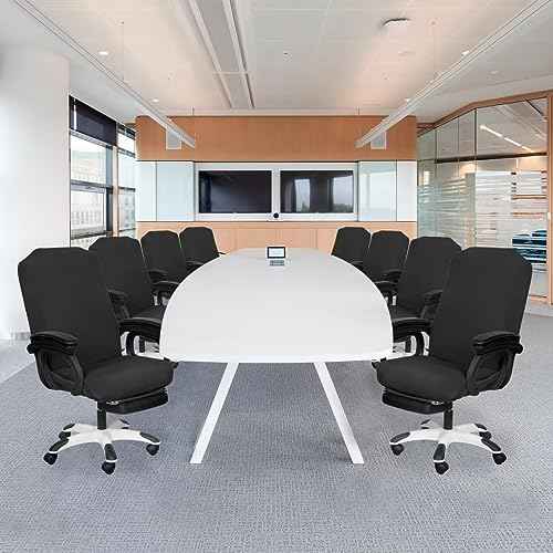 SARAFLORA 4 Pack Office Chair Cover, Stretchable Desk Chair Cover Removable Computer Chair Cover for Office Chair with Zipper Universal Spandex Rotating Chair Cover Anti-dust Chair Slipcover,Black