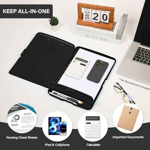 Clipboard with Storage, High Capacity Clip Boards 8.5x11, Heavy Duty Plastic Nursing Clipboard Folder with Pen Holder and Low Profile Clip for School & Office