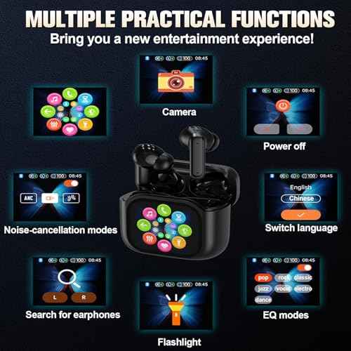 Wireless Bluetooth Touch Screen AI Language Translation Translating Earbuds In Real Time Active Noise Cancelling In Ear Headphones Smart Language Ear Translator Device ANC Earphones for Work Travel