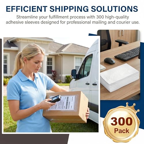 300 Pack Clear Shipping Envelopes for Mailing Packing Lists 6x10" Adhesive