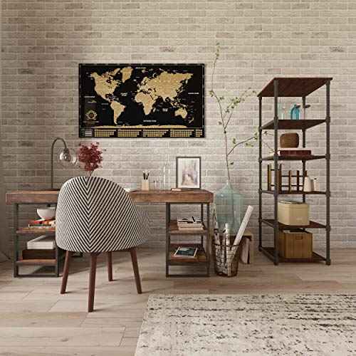 Detailed Scratch off World Map Poster - XL - Black and Gold Scratchable World Map - Glossy, Laminated Travel Poster - Full Accessories Kit - Best Gift Scratch off Map of the World By Divalis