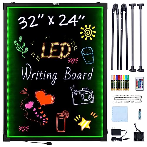 VEVOR 32 x 32 Inch LED Message Board with Remote, Neon Sign, Illuminated Chalkboard with 8 Fluorescent Markers