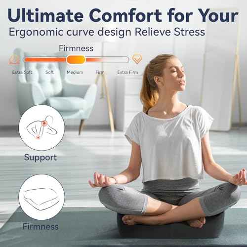Ergonomic Memory Foam Seat Cushion for Tailbone Pain Relief ?Office Chair Cushion for Coccyx, Sciatica & Pressure Relief ?Large Chair Cushions for Car Seat, Wheelchair ? Washable Non-Slip Cover