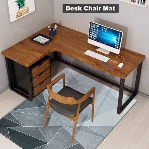 Office Chair Mat for Hardwood Floor,60"x48" Under Desk Mat, Computer Chair Rug,Anti-Slip Carpet Chair Mats Floor Protector for Home Office,Black Grey
