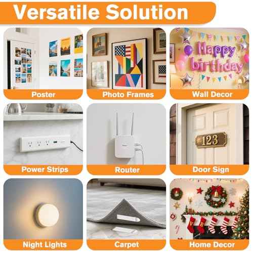 Large Picture Hanging Strips Heavy Duty(XL/16Lbs) 16Pairs/32 Strips Damage Free Wall Sticky Picture Hangers Without Nails, Removable Hook and Loop Adhesive Strips for Poster Frame Hanging Decor