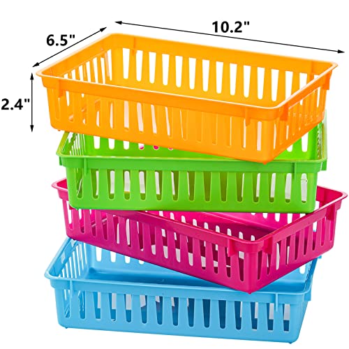 16 Pack Classroom Plastic Storage Baskets, Small Organizer Trays for School & Home
