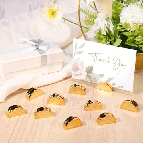 Vicenpal 40 Pcs Gold Table Number Holders Wedding Acrylic Card Place Holders with Card Slot Table Sign Display Stands for Photo Menu Office Meeting Restaurant Wedding Party Events (Semicircular)
