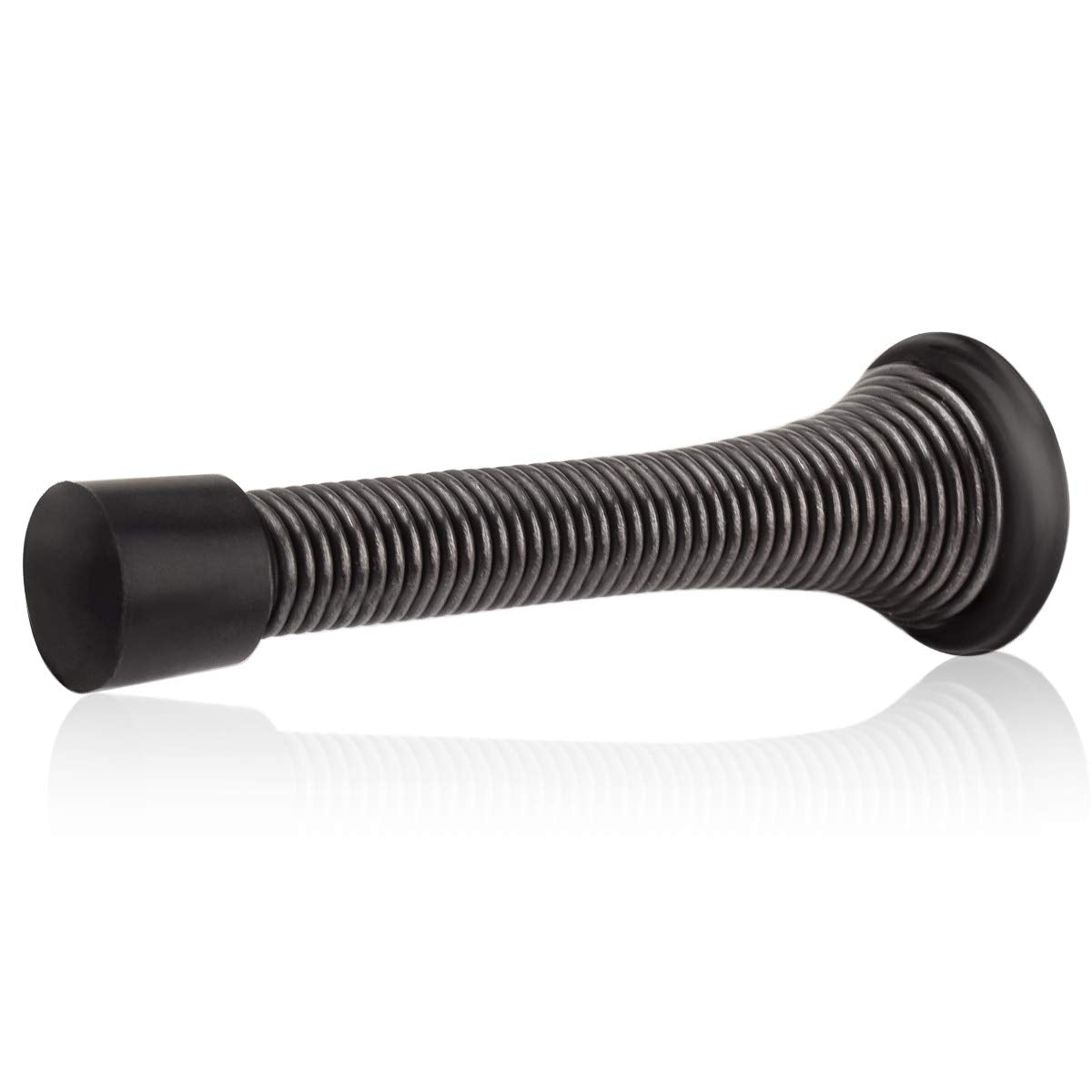 HOMOTEK 30 Pack Oil Rubbed Bronze Spring Door Stops,3-1/8” Heavy Duty Door Stop - Flexible Spring Door Stopper with Low Mounted Black Rubber Bumper Tips
