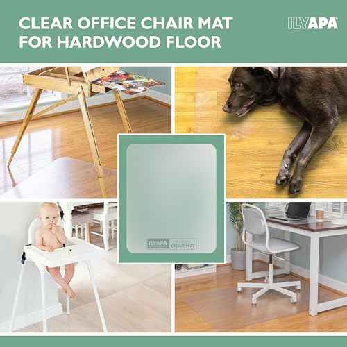 Ilyapa Office Chair Mat for Hard Floors 36"x 48"Heavy Duty Clear, PVC Plastic Chair Mat, Protection for Hardwood and Tile Floors