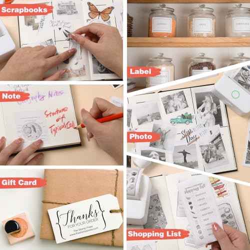 Print Pods Mini Printer, Thermal Inkless Sticker Maker with 3 Rolls Paper, Pocket Printpod for Phone, Impresora Port?til for Notes, Flashcards, Journal, DIY (Calif Beach)