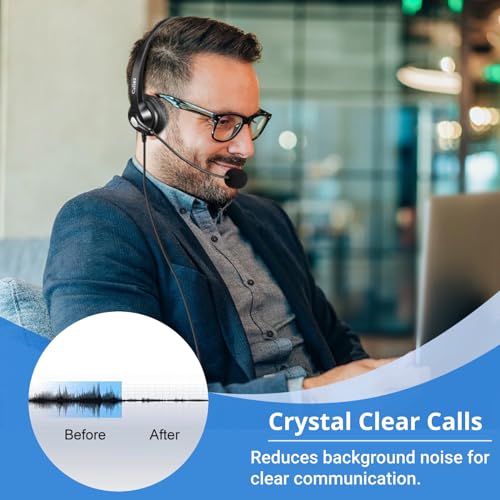 Callez Cisco Phone Headset with Mic Noise Cancelling, RJ9 Office Telephone Headset with Quick Disconnect Cord Compatible with Cisco IP Phone 7940 7942 7945 7960 7962 7965 7821 7841 8811 8841 8845 8851