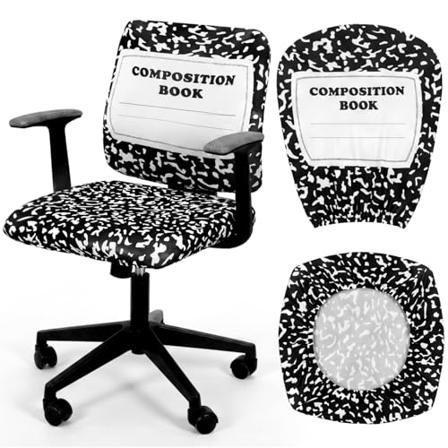 Chumia Composition Notebook Chair Slipcover - fits standard desks 15.35–19.69 in back, 14.96–17.72 in seat (variation: Composition)