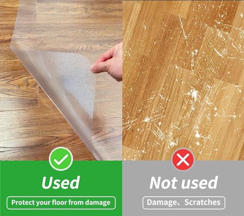 SHAREWIN Clear Office Chair Mat for Hardwood Floors 47x36 Rectangle with Lip, Heavy Duty Floor Protector