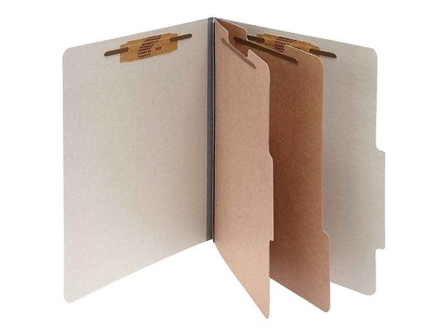 ACCO 15056 ACCO Pressboard 25-Point Classification Folders, Ltr, 6-Section, Mist GY, 10/Box