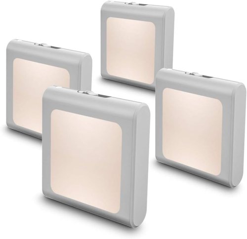 MAZ-TEK Dimmable LED Night Light - Auto Dusk to Dawn Sensor | Soft Warm White | 4 Pack for Home Use