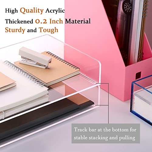 Paper Tray Organizer Clear Acrylic Desk Organizers and AccessoriesOffice Supplies Organization Stackable File Holder-Art Storage for School Classroom Workspace Letter Tray-2 Pack/2 Tier¡¦