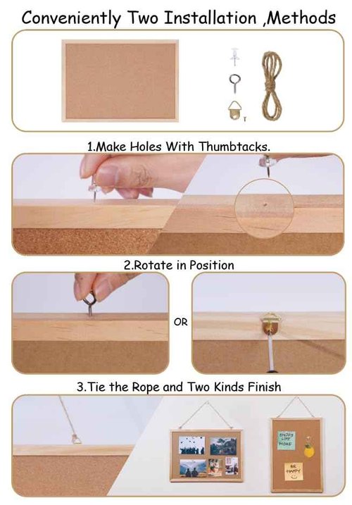 DAHAPYBOO Cork Board Bulletin Board,36x24 Cork Board for Office with Pin Oak Wood Boards,Message Board or Vision Board Decoration.