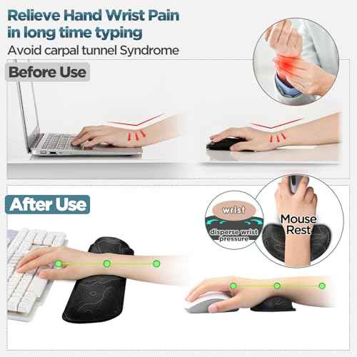 Gimars Enlarge Silky and Superfine Fabric Gel Memory Foam Keyboard Wrist Rest Set, Ergonomic Keyboard Mouse Wrist Support for Typing Pain Relief, Comfort for Office, Gaming, Computer-Map Pattern