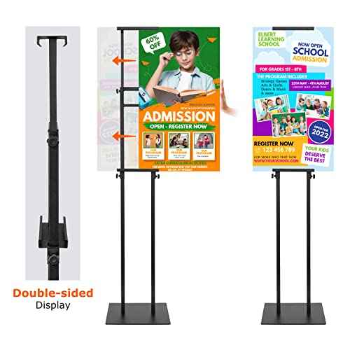 Poster Holder for Display, Adjustable Pedestal Sign Stand Up to 78 Inches, Double Sided for Board & Foam, Sign Holder Stand with Non-Slip Mat Base for Wedding, Restaurant or Business (Black)