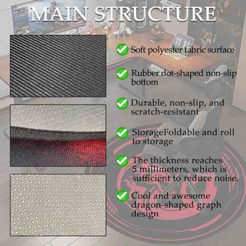 Chair Mat for Hardwood Floor Gaming Chair Mat 47 Inch Round Floor Mats for Gaming Room Home Office