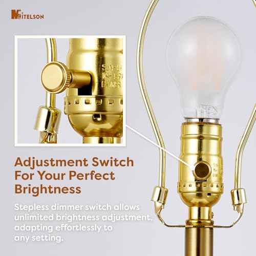 Floor Lamp, Mid Century Lamp with Fabric Shade, Modern Standing Lamp with Dimmer Switch and Bulb for Living Room, Rustic Retro Tall Lamp for Bedroom and Office, Home D?cor