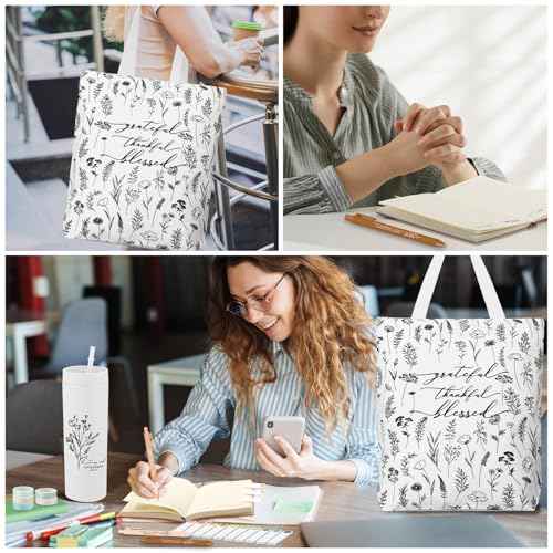Patelai 29 Pcs Bible Study Supplies Journaling Kit with Christian Cup Tote Bag for Women Gifts Set Friend Sister Mom Coworker Pastor's Wife Appreciation Gifts(White)