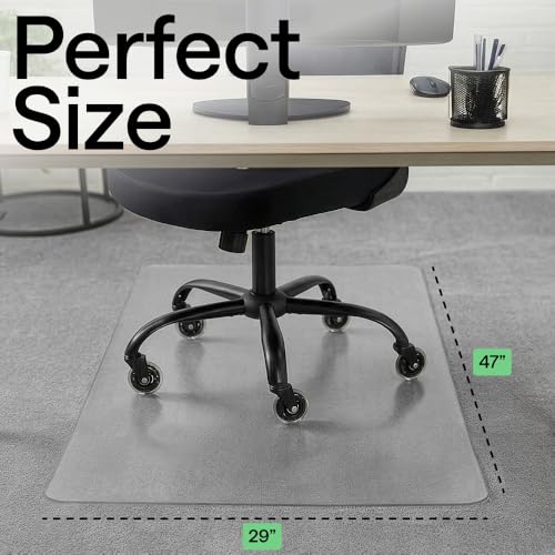 GORILLA GRIP Heavy Duty Office Chair Mat for Carpet Floors 29x47 Clear - Non-Slip, Thick & Protective