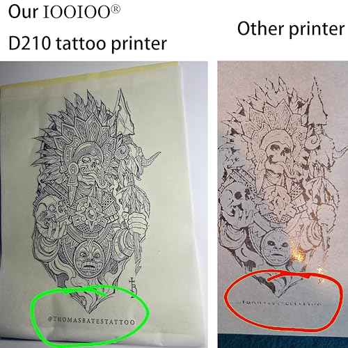 IOOIOO D210 Portable Printer, Wireless Inkless Bluetooth Thermal Printer for Tattoo Stencil Transfer Paper, for 8.5 x 11 Letter, A4 Rolled & Folded Thermal Paper (Black, Without Carrying Case)