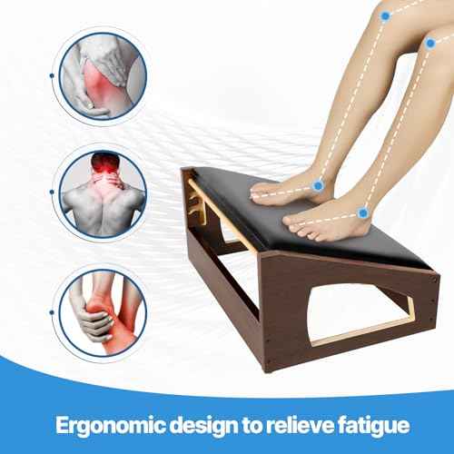 Ergonomic Foot Rest, 4 Adjustable Height Foot Stool,Footrest Under Desk£¬ Soft Cushions, Foot Rest Office,Improving Posture, Promoting Blood Circulation£¨Espresso£©