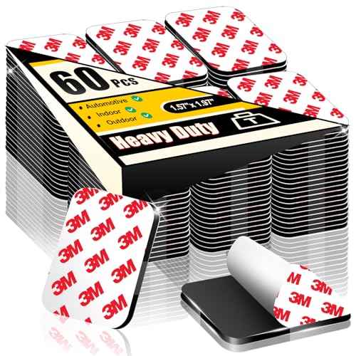 60 Pcs Strong Double Sided Adhesive Pads, Made of 3M, Heavy Duty Square Sticky Mounting Foam Tape for Car D?cor Wall, 0.12" Thick Black Sticky Pads 1.57x 1.97