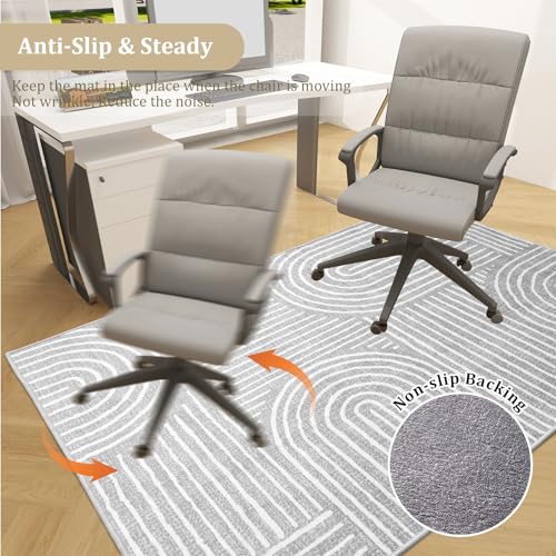 Office Chair Mat for Hardwood Floor, 60"x45" Easy Glide Computer Desk Mat Protector for Rolling Chair Under Desk Rug Nonslip Backing, Machine Wash, (Modern)