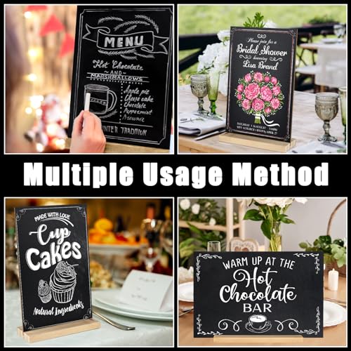 BOUBONI Black 8x12 Inch Double-Sided Tabletop Chalkboard Sign with Wood Base - Kitchen, Wedding & Restaurant Menu Board