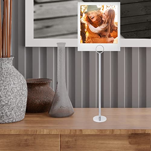 Gray Bunny Metal Table Number Holders, 12 Pack, 12 in Tall, Silver Chrome, Card Holders Tabletop Table Number Stands, Wire Clip for Restaurants Recipe Place Card Signs, Weddings, Banquets, Pictures