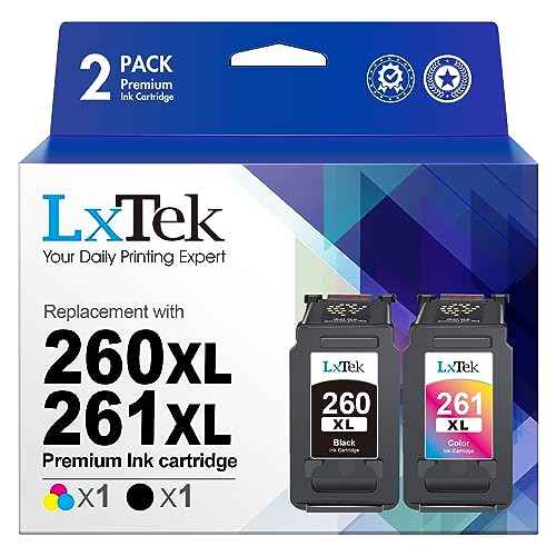 LxTek Ink Cartridge Replacement for Canon 260XL 261XL 260 XL 261 XL PG-260 PG-260XL CL-261 CL-261XL to use with TS6420 TR7020 TS5320 Printer Tray, 2 Pack(1 Black, 1 Tri-Color)