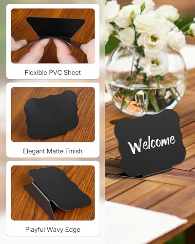 Uniclife Matte PVC Waved Mini Chalkboard Signs - 20 Pack for Party & Buffet Labels