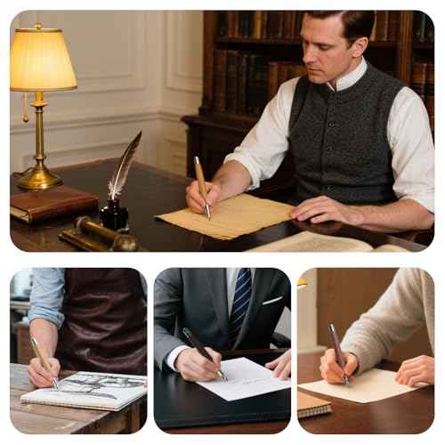 WEMATE Wood Fountain Pen with Ergonomic Grip, Fine Nib, 20 Ink Cartridges(10 Black&10 Blue), 1 Ink Converter, Smooth Writing&No Skips, Office Gift for Men, Professional