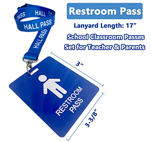 School Hall Pass Lanyards with Card Passes Set for Teachers & Students, Durable PVC, 5 Pack