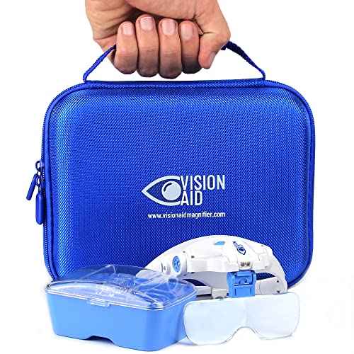 Vision Aid Expert Edition Magnifying Glasses with USB Rechargeable LED Light and Storage Case Hands Free Head Magnifier for Hobby Painting Close Work