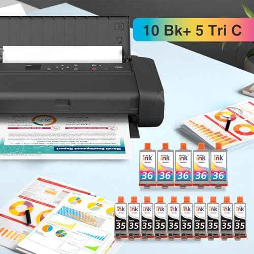 15 Pack PGI-35 CLI-36 Ink Cartridge Replacement for Canon TR160 Ink Cartridge Compatible for Canon 35 36 Ink Cartridges Work with TR150 TR160 iP110 iP100 Mini260 Mini320 Printer-(10 Bk+ 5 Tri c)