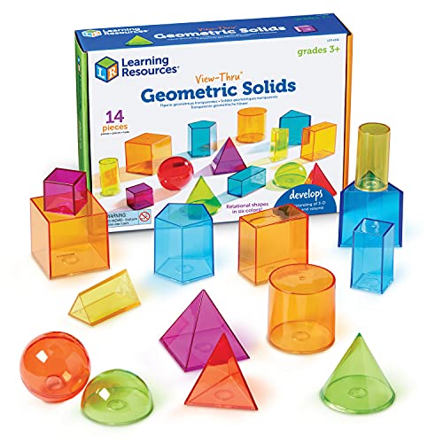 Learning Resources View-Thru Geometric Solids Helper - Transparent 3D Shapes for STEM Education